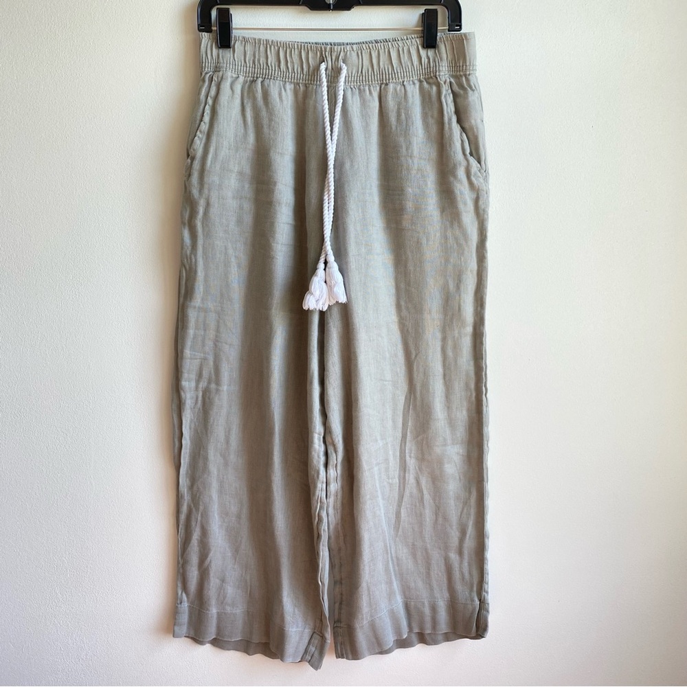 Cynthia Rowley 100% Linen Wide Leg Pull On Drawstring Lightweight Pants